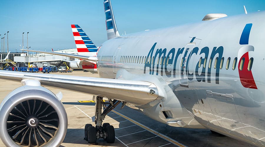 Passenger jet parked on tarmac